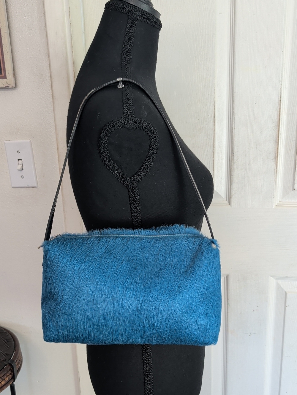 Bloomingdales Blue Furry Bag